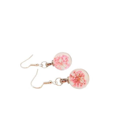 EARRINGS WITH PINK DRY FLOWERS